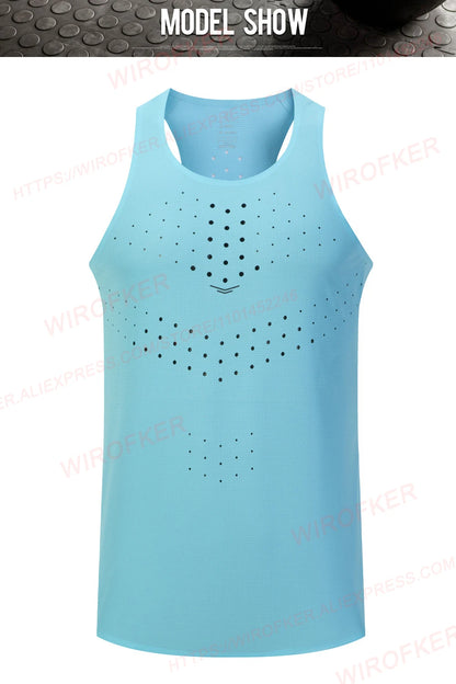 Men Gym Shirt Street High Quality Sleeveless T-shirts Quick Dry Tank Tops Workout Fitness Singlets Mesh Breathable Sport Vest