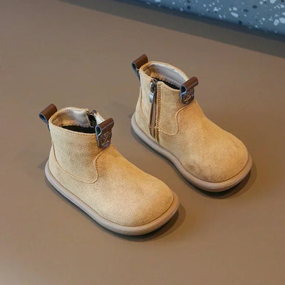 Autumn Winter Baby Boys Girls Boots Oxford Suede Children Casual Shoes Outdoor Anti-slip Infant Shoes Plush Kids Ankle Boots