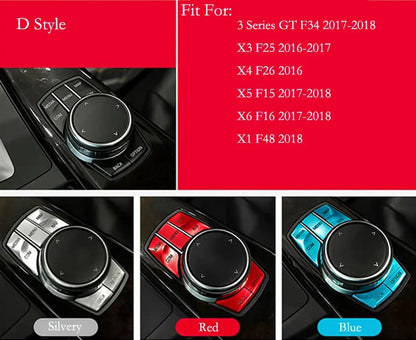 For BMW 1 2 3 4 5 6 7 Series X1 X3 X4 X5 X6 F10 F30 F15 F16 5pcs Aluminium Alloy iDrive Center Multimedia Buttons Cover Trim