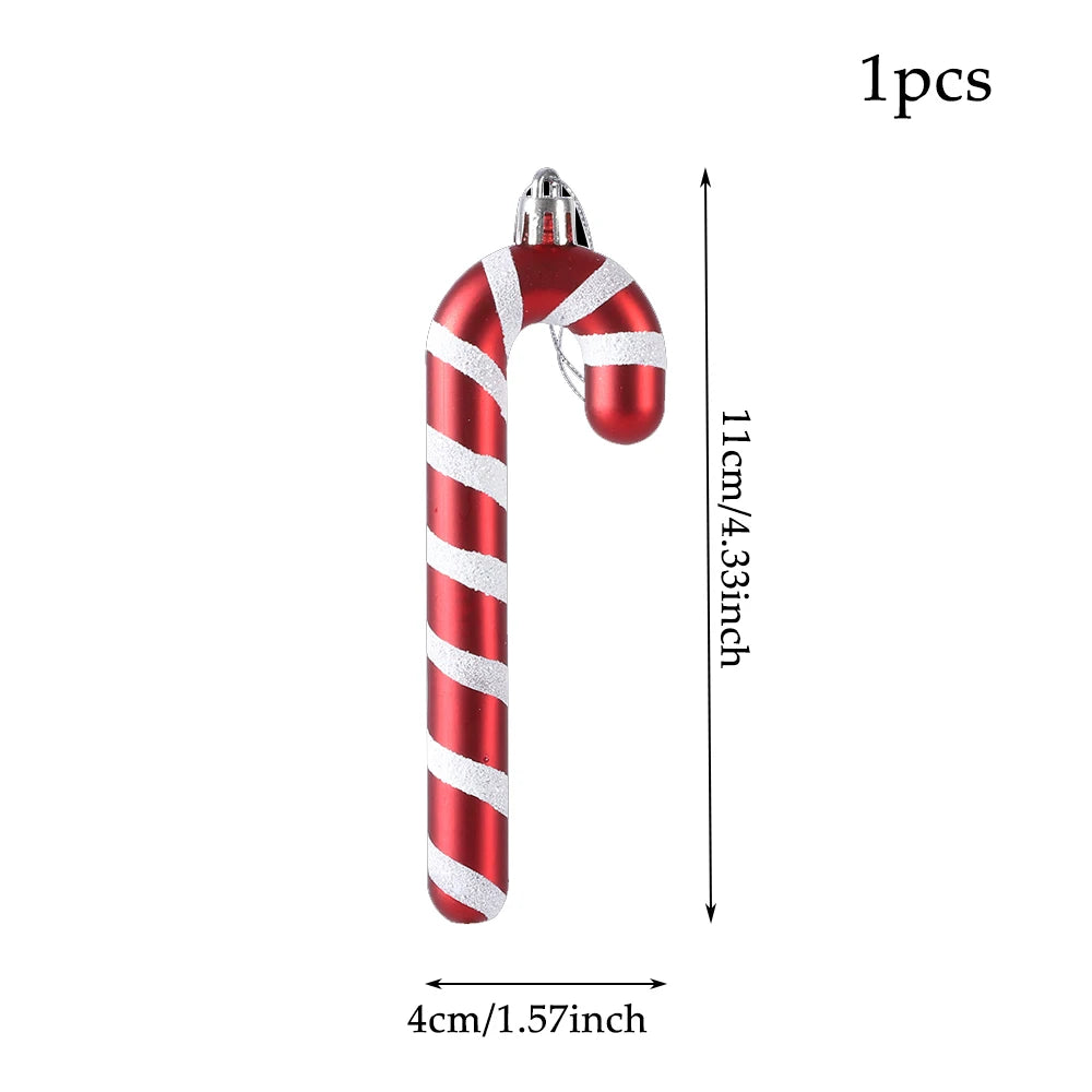 1Pcs 16CM Christmas Candy Pendant Red White PVC Painted Lollipop Cane Christmas Tree Decoration Christmas Home Decor Kids Gifts