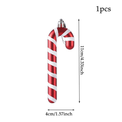 1Pcs 16CM Christmas Candy Pendant Red White PVC Painted Lollipop Cane Christmas Tree Decoration Christmas Home Decor Kids Gifts