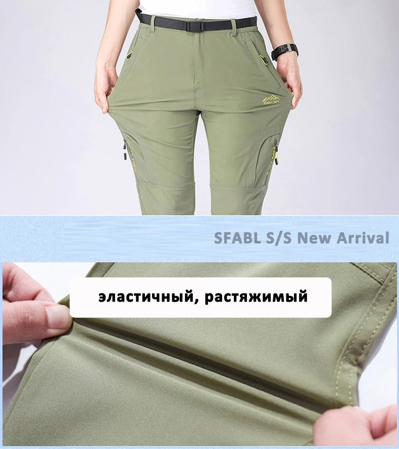 L-5XL Summer Men's Outdoor Hiking Pants Lightweight Quick Dry Fishing Jogging Camping Pants Men Travel Trousers Zipper Pockets