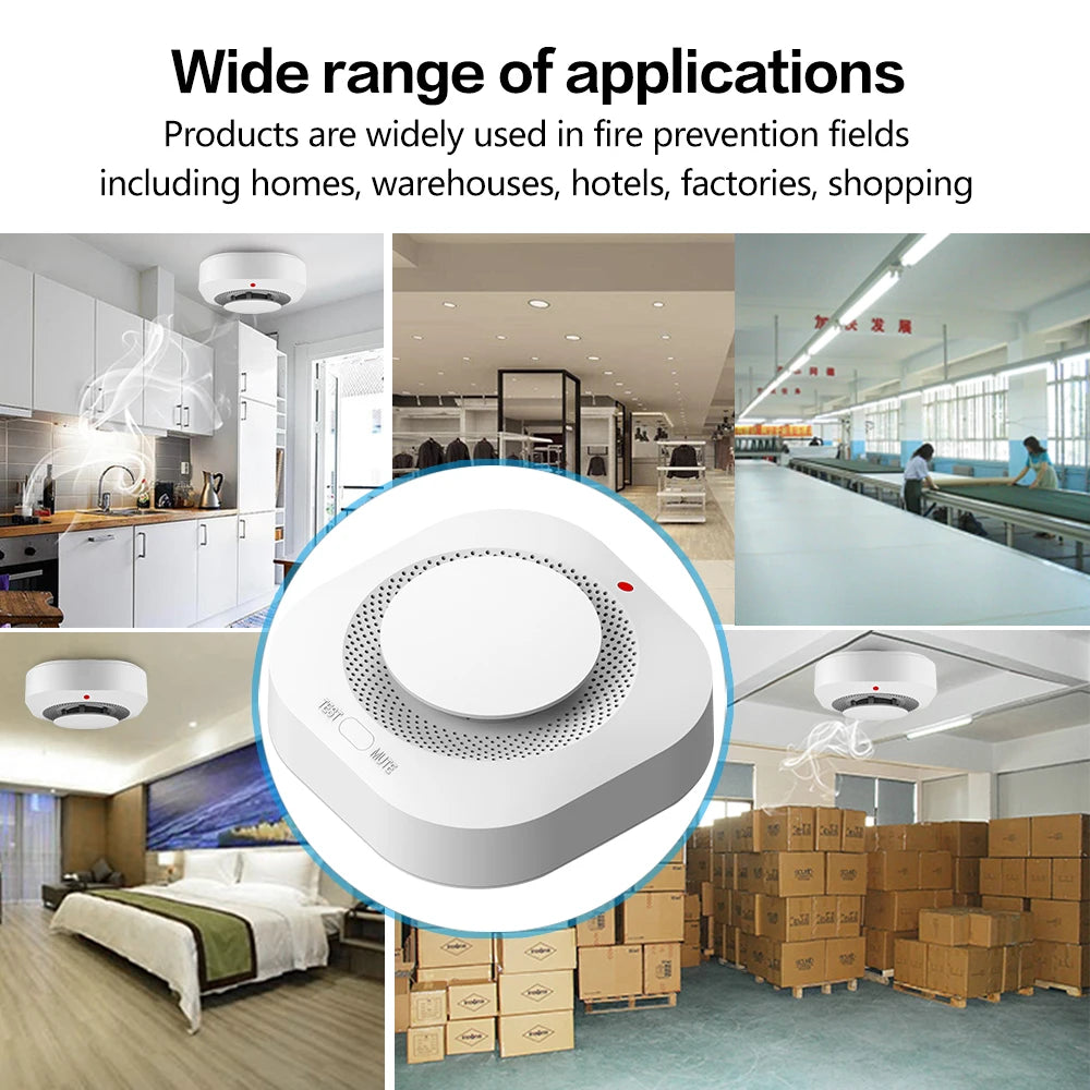 Tuya Wifi Smoke Detector Sensor 90DB Alarm Fire Smart Smoke Detector Wifi Fire Protection Home Security Alarm Smart Life APP