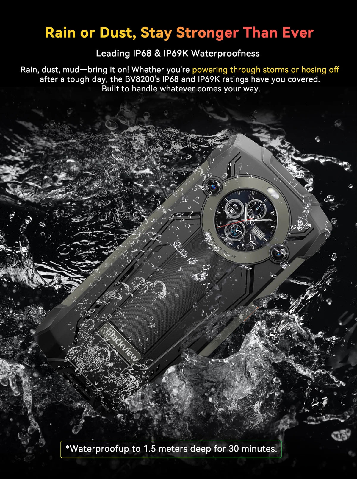 【World premiere】Blackview BV8200 Rugged phone 6.5" 2.4K 120Hz Display Helio G100 NFC12GB 256GB 45W Charger Android 14 CellPhone