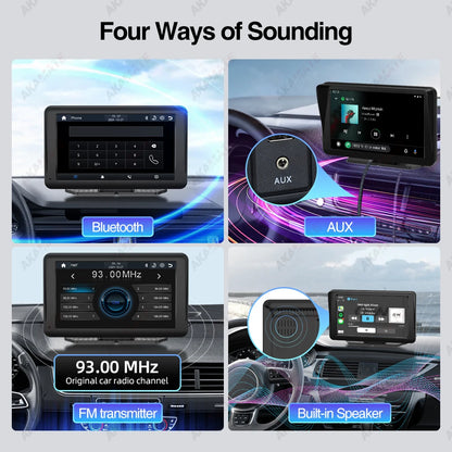 AKAMATE 7inch Universal Car Radio Monitor CarPlay Android Auto Multimedia Player Bluetooth AUX TF Card IPS Screen Video Play