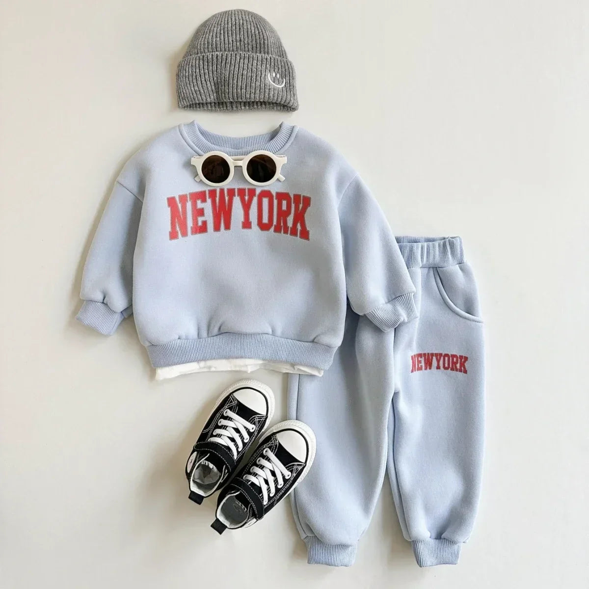 Baby Clothing Set Boys Girls Hoodie 2PCS Set Print Letter Patterns Sports Suit Sweatshirt  Winter Outfit Thickened Clothing