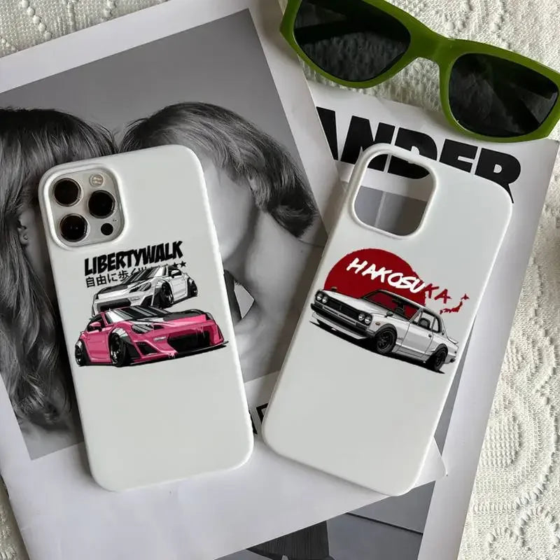 Men Cool Sports Cars JDM Phone Case For iPhone 15 14 13 12 11 Pro Max Mini SE X Xs XR 7 8 Plus Silicone Cover Shockproof Fundas