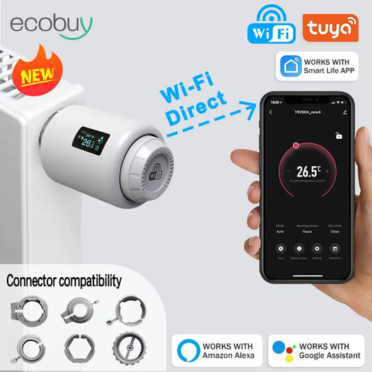 Tuya TRV Wifi Thermostat  Smart Thermostatic Head Radiator Valve  Actuator  Heating Temperature Controller Alexa Google Home