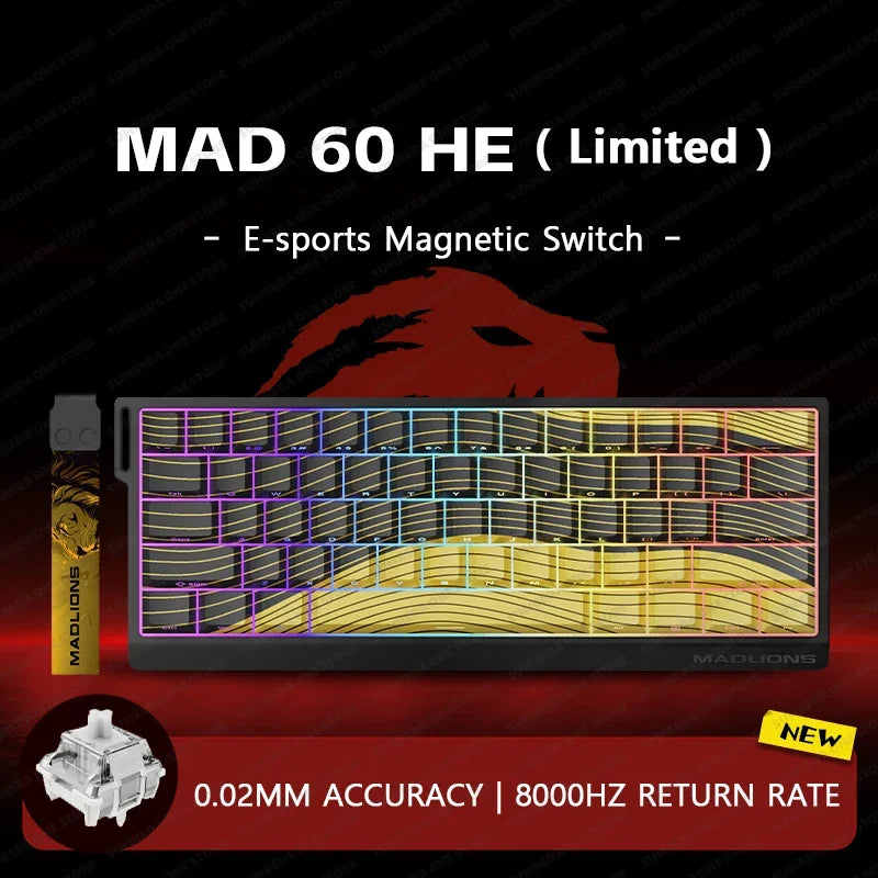 MADLIONS Mad60HE Mad 68HE Mechanical Keyboard Magnetic Switch Wired Hot Swap 8K Polling Rate Customized Gaming keyboard Pc Gamer