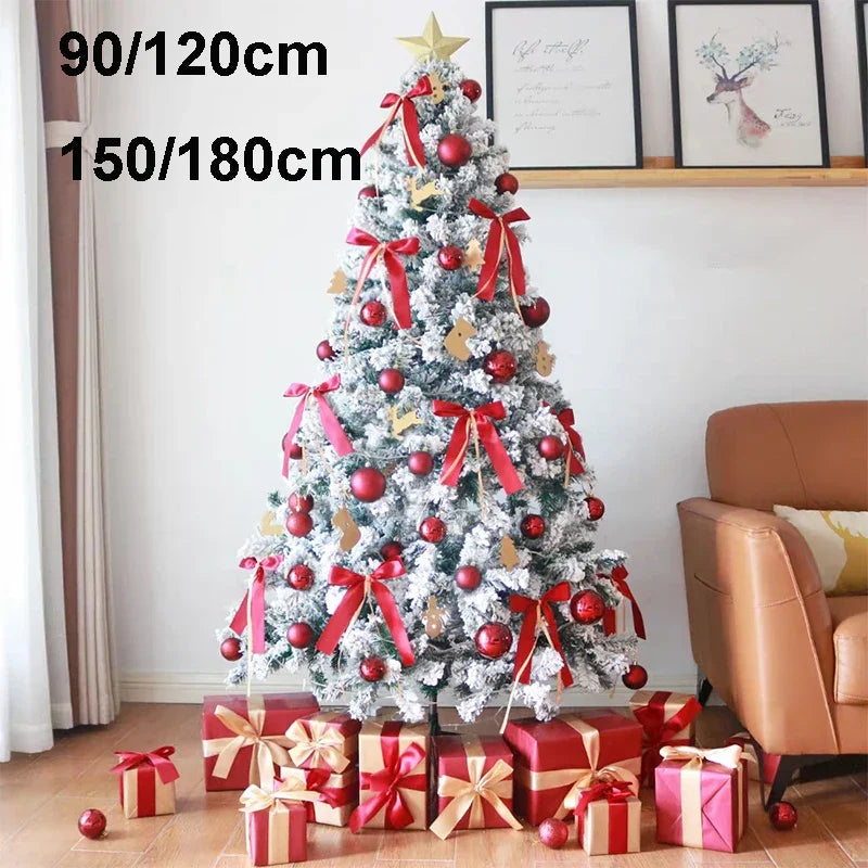 90/120/150/180cm Christmas Tree Decoration Set White Christmas Trees Ornaments Snow New Year Party Holiday Outdoor Home Decor