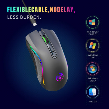 Rechargeable 2.4G Wireless RGB Gaming Mouse Ergonomic Gaming Backlit Mice for Laptop PC