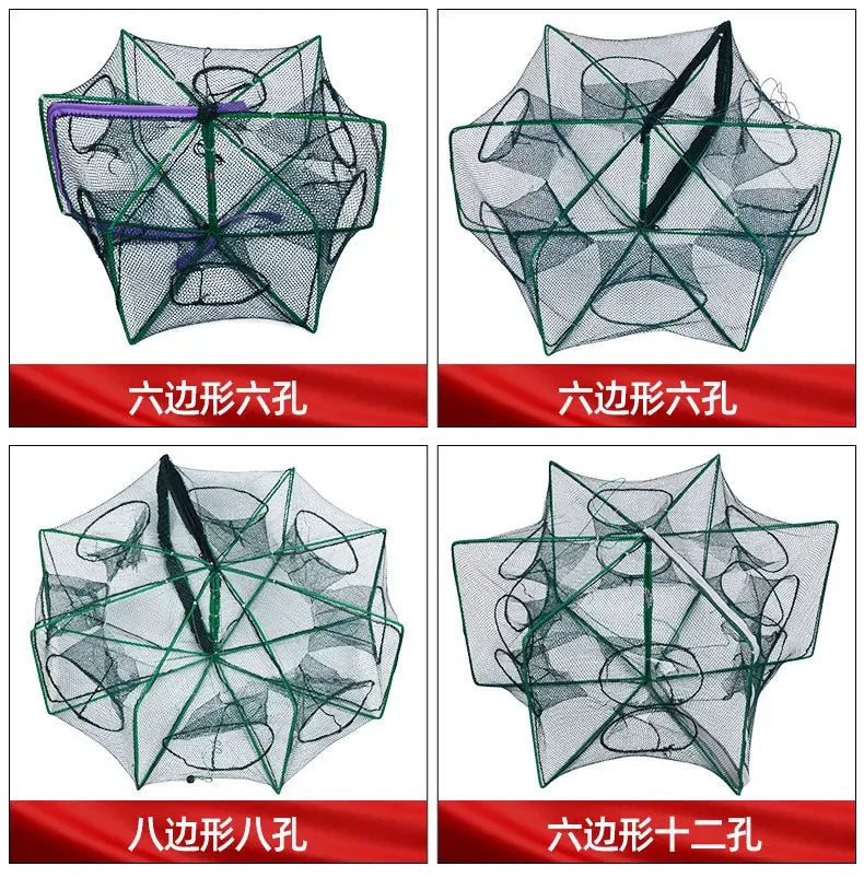 6-10 hole square folding shrimp cage, eel cage, lobster net, lantern net, fishing net, small polygonal fishing net