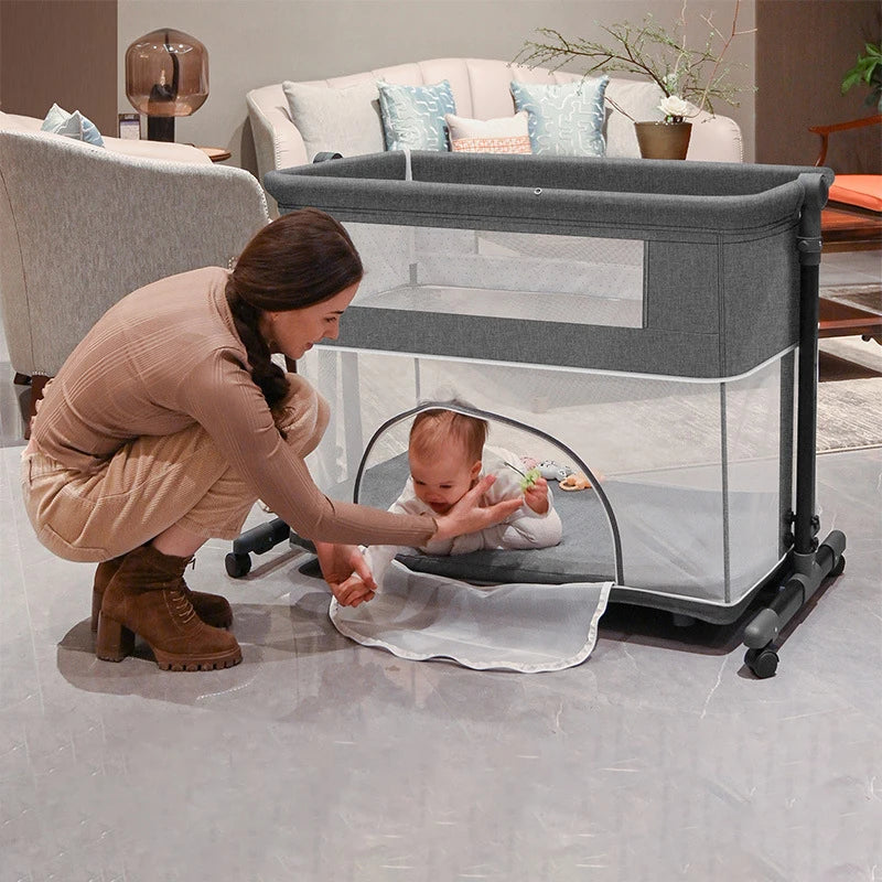 Multi functional newborn crib Cradle Foldable mobile splicing big bed Baby crib Baby game fence 