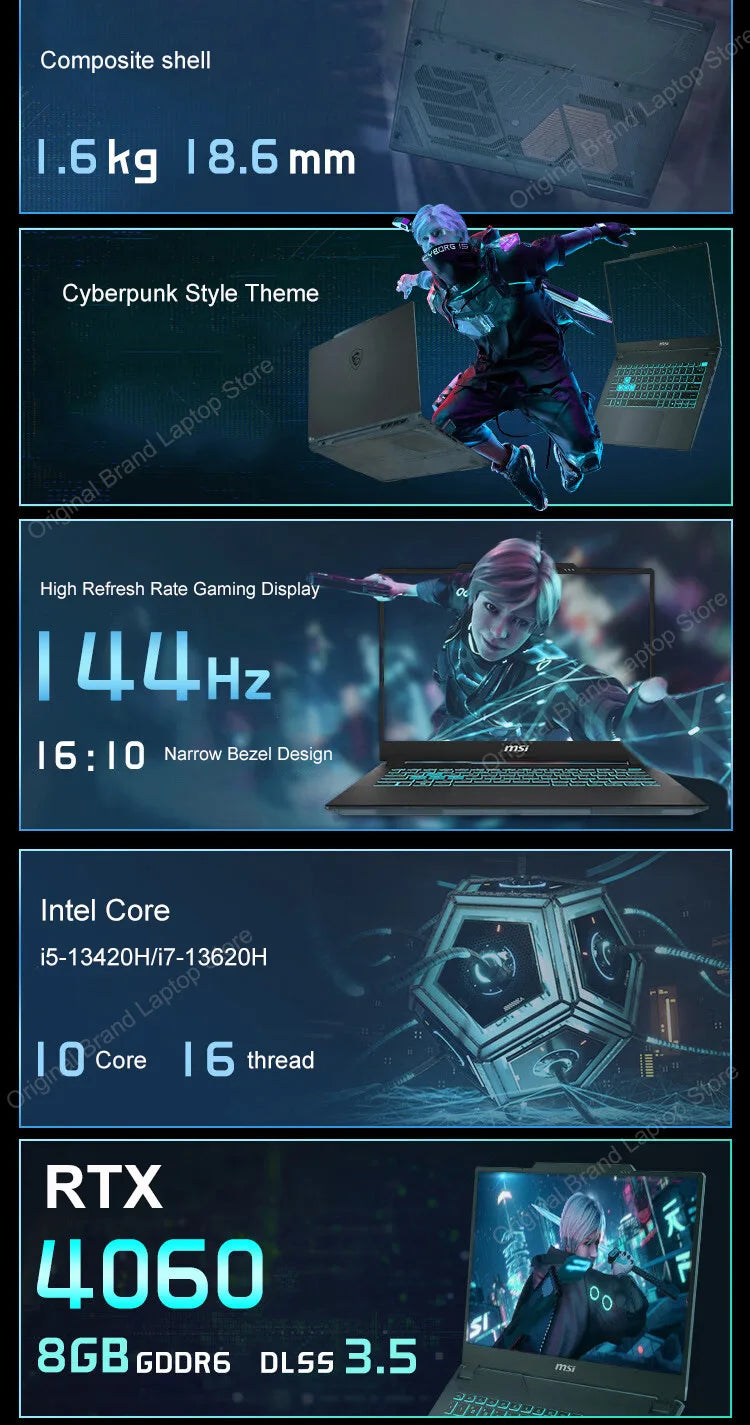 2024 MSI Cyborg 14 Gaming Laptop 14 Inch FHD 144Hz IPS Screen Notebook i5-13420H 16GB 512GB SSD RTX4050 Netbook Laptop Computer