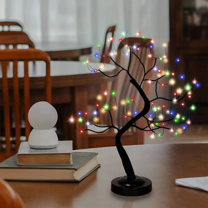 LED Birch Tabletop Bonsai Tree Night Light Mini Christmas Tree Lamp 8Modes USB/Battery Bedside Room Decorative Fairy Nightlights