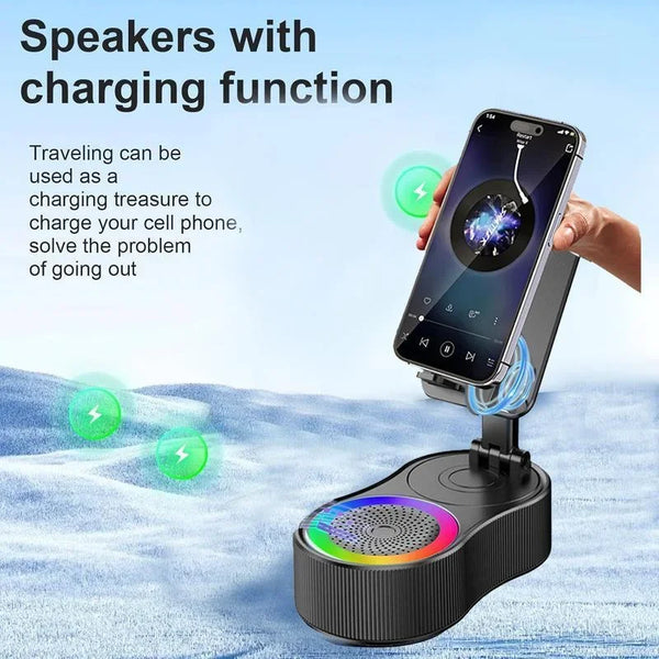 Nuovo supporto per telefono cellulare con altoparlante Bluetooth leggero LDE Supporto per staffa per tablet regolabile Altoparlante wireless portatile