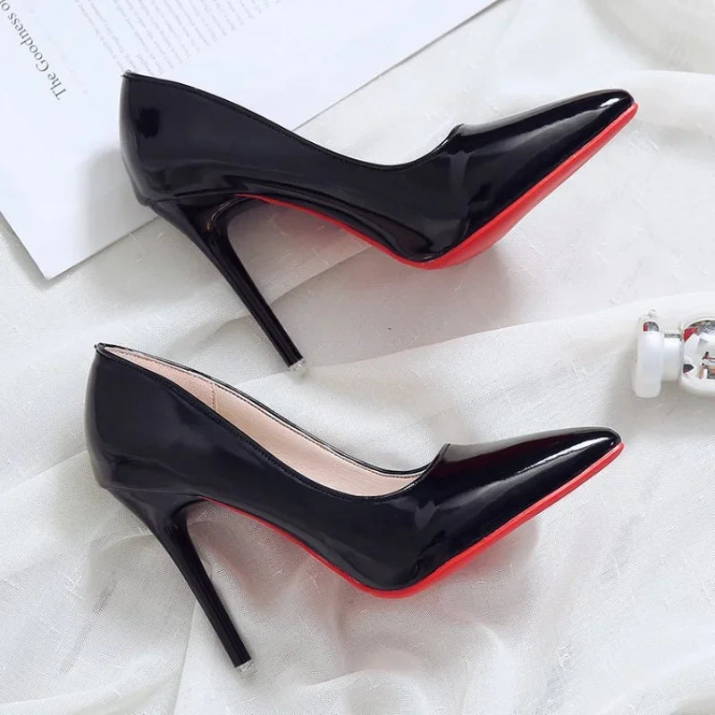 2024 New Women's High Heels Red Sole Pointed Toe Stiletto Heels Classic Style Wedding Dinner Complete Colors Shallow Top Shoes