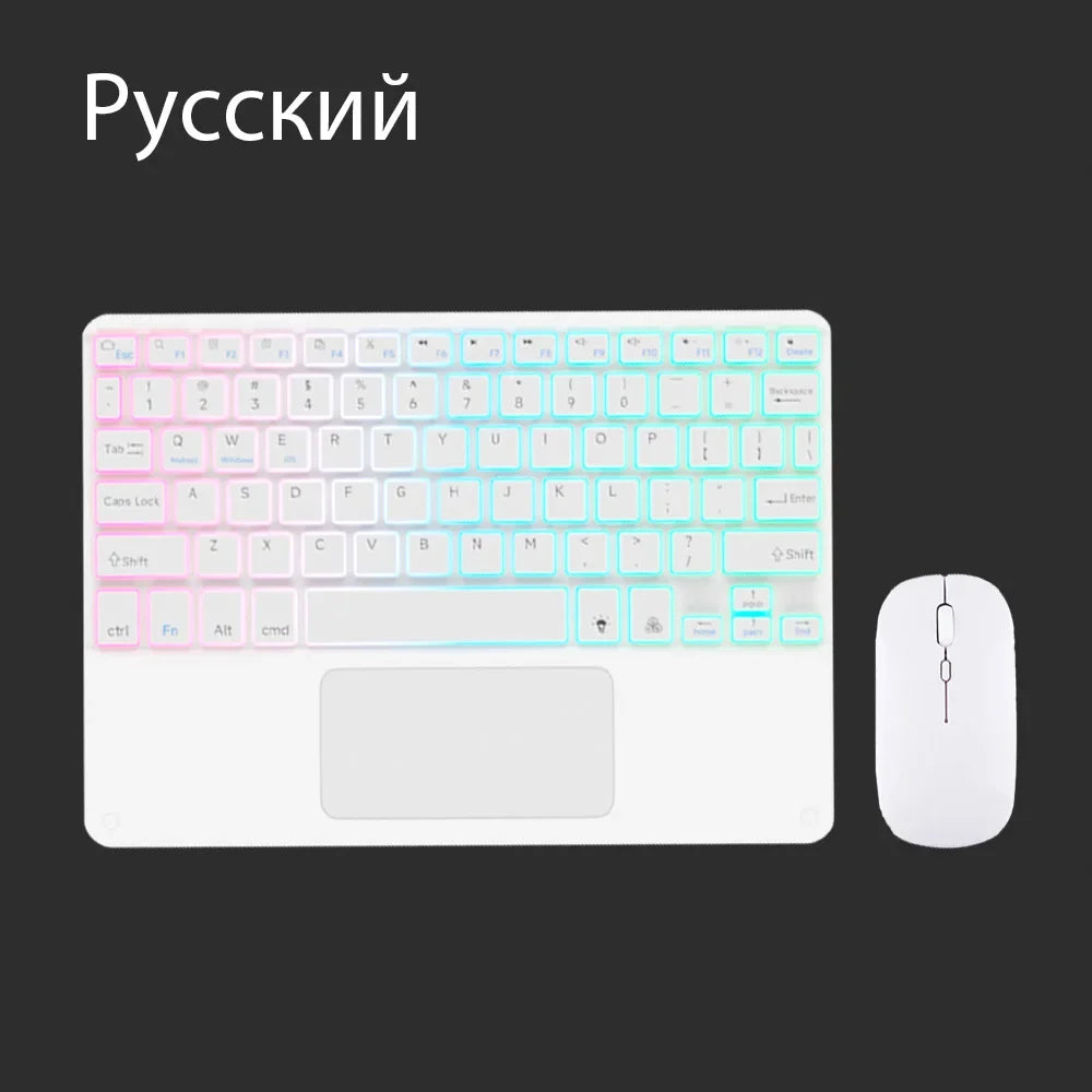 Bluetooth Keyboard for Tablet Android IOS Windows Wireless Mouse Keyboard Bluetooth-compatible Rainbow Backlit Keyboard for IPad