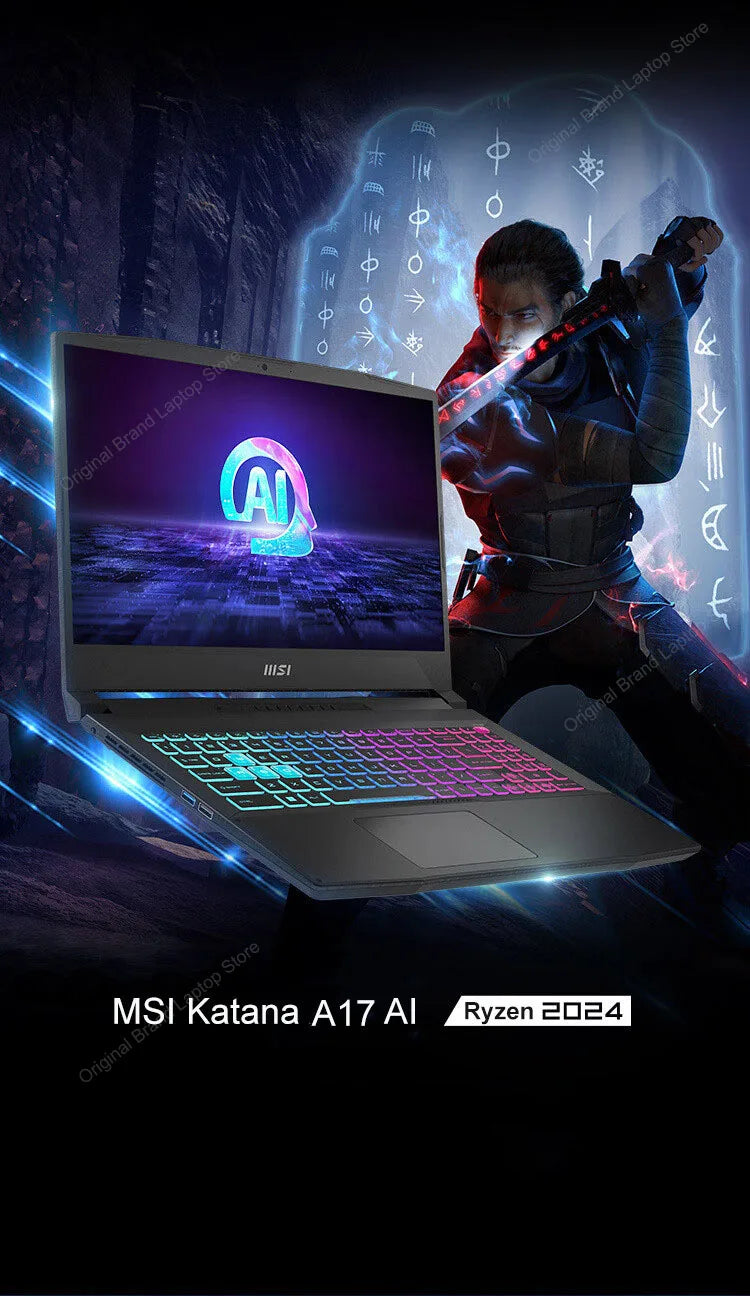 2024 MSI Katana A17 AI Laptop 17.3 Inch 2.5K QHD 240Hz IPS Screen Netbook AMD Ryzen R9-8945HS 16GB 1TB RTX4060 Gaming Notebook