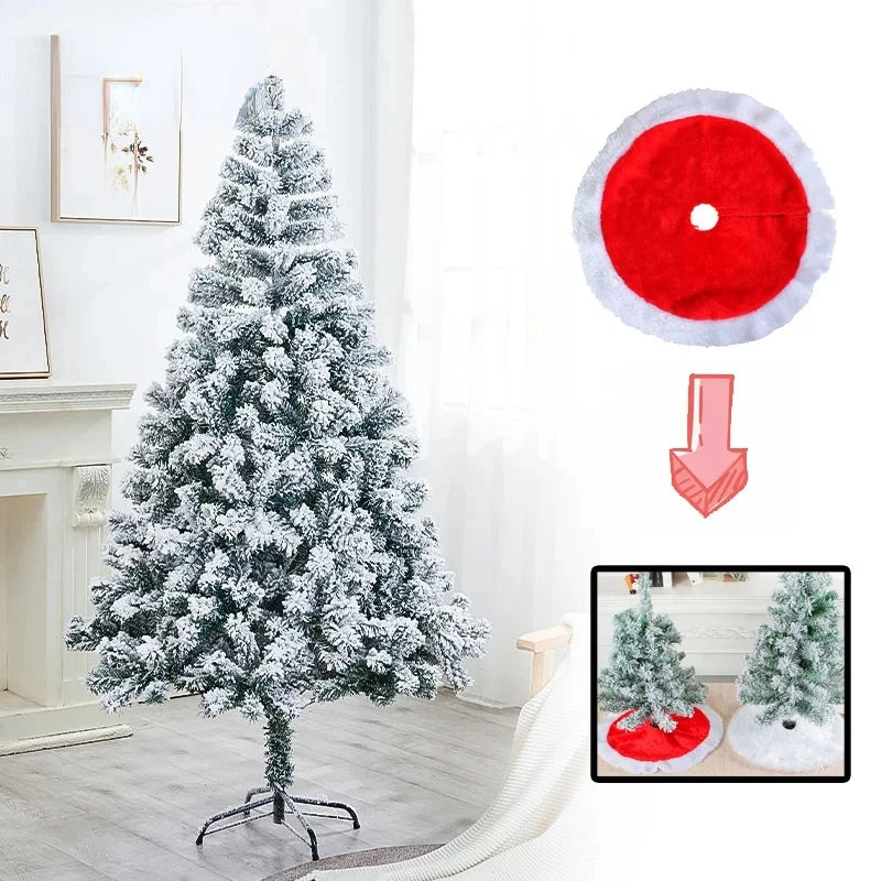 White Christmas Tree with Tree Skirt PVC Simulation Snow Flocked Encrypt Christmas Tree Christmas Party Decorations with Snow