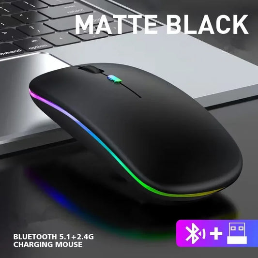 Wireless Mouse RGB Rechargeable Bluetooth Mice Wireless Computer Mause LED Backlit Ergonomic Gaming Mouse for Laptop PC