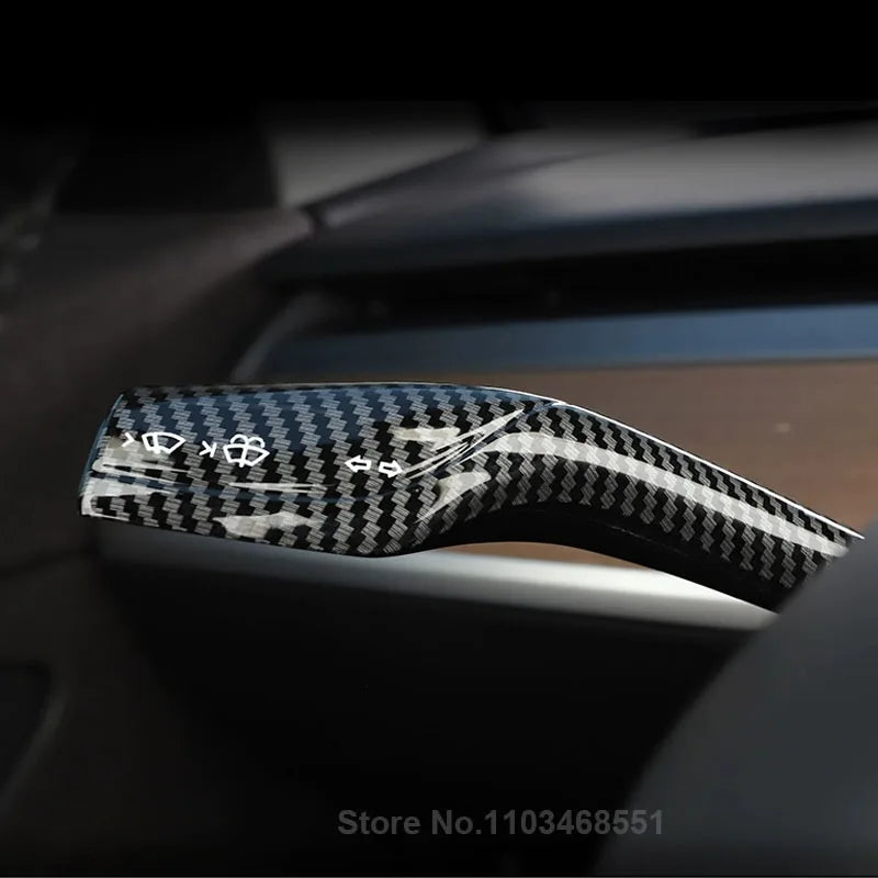 Fit for Tesla Model 3 Y Gear Shift Cover Steering Lever Handle Protection Shifter Shell Carbon Fiber Shift Knob Cover