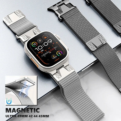 Magnetic milanese band for Apple Watch Ultra 2 49mm 9 45mm 42 44mm stainless steel loop men strap for iWatch ultra 8 7 6 5 4 se