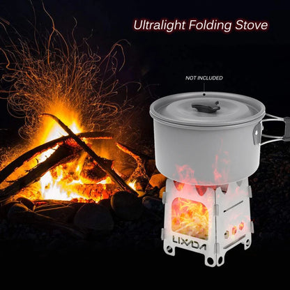 Lixada Titanium/Stainless steel Outdoor Camping Stove Portable Ultralight Folding Wood Stove Pocket Stove Camping Fishing Hiking