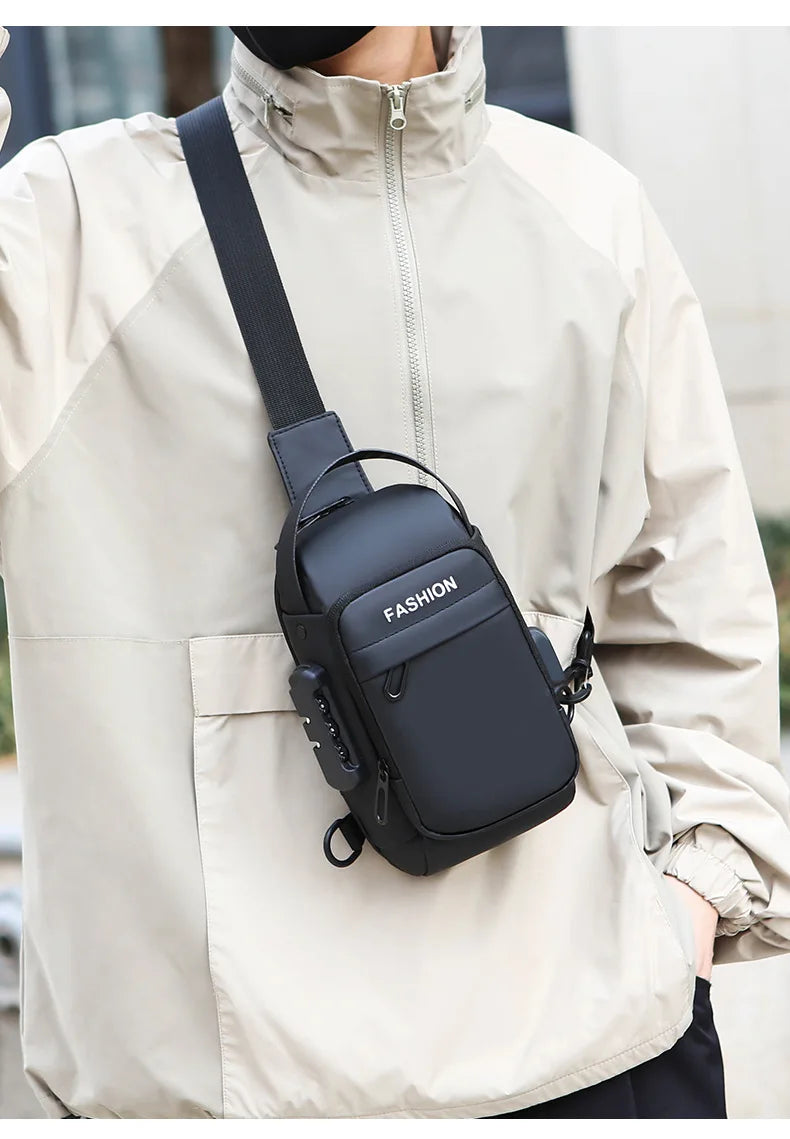 Men Anti Theft Chest Bag Shoulder Bags USB Charging Crossbody Package School Short Trip Messengers Bags Men's Oxford Sling Pack