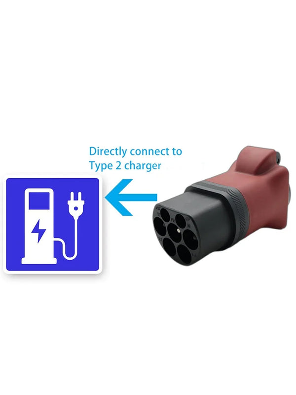Adattatore di ricarica portatile per veicoli elettrici, convertitore da spina maschio tipo 2 a presa Schuko da 220 V per caricabatterie per veicoli elettrici