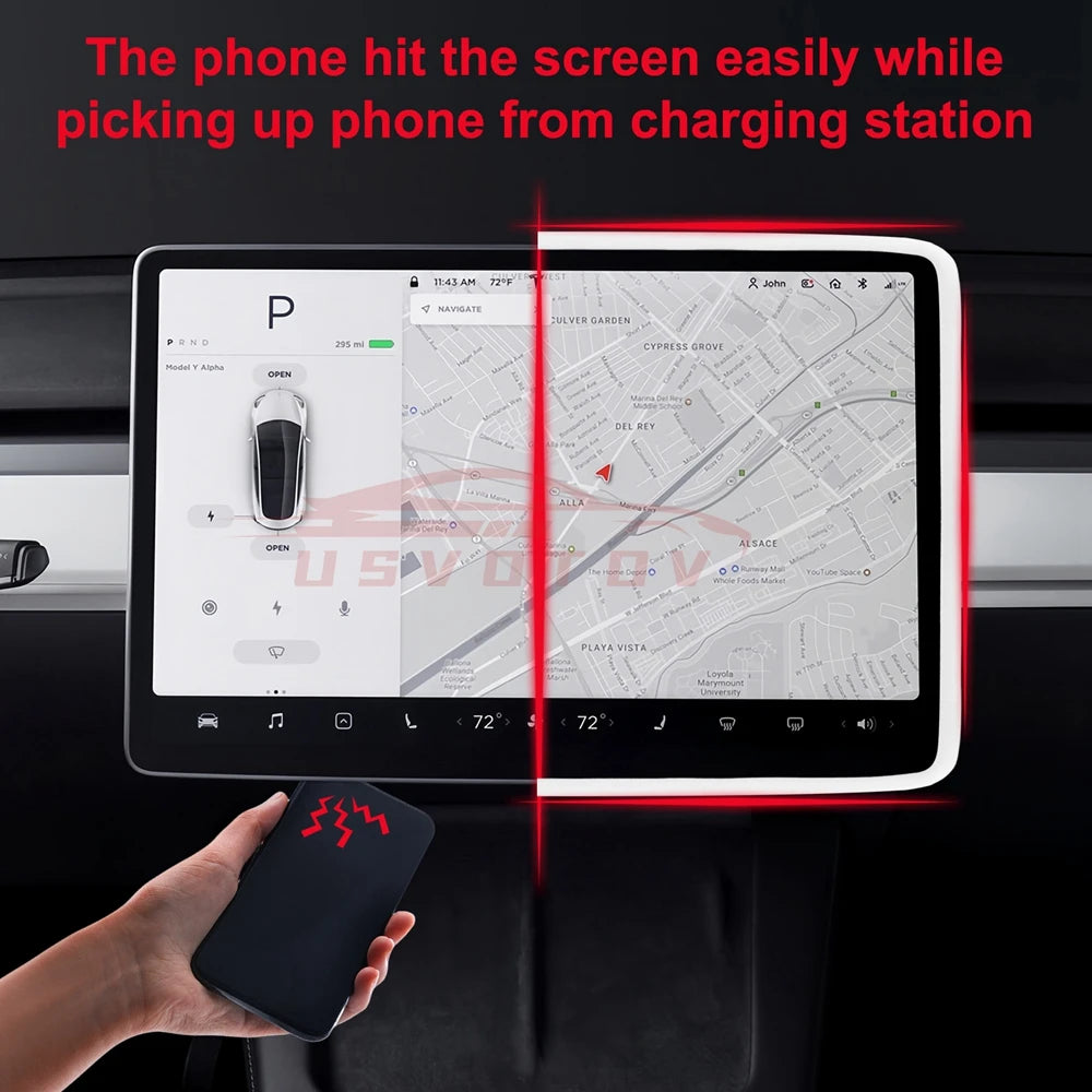 For Tesla Model Y 3 Highland Screen Protector Silicone Frame Center Console Accessories Display Edge Rubber Cover 2024 2023 2022