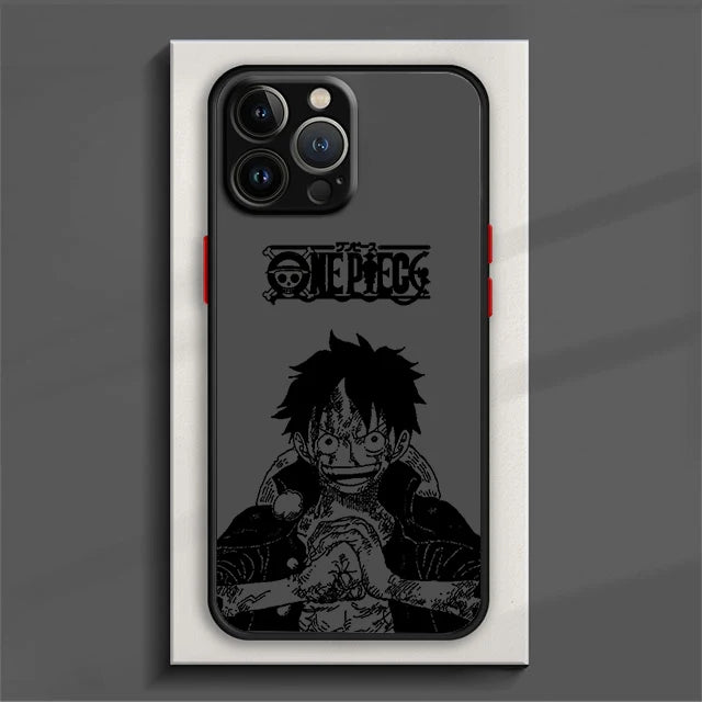 Anime ONE P-PIECE Phone Case For iPhone 15 14 13 12 11 Pro Max mini XS Max XR X 8 Plus SE Frosted Translucent Cover