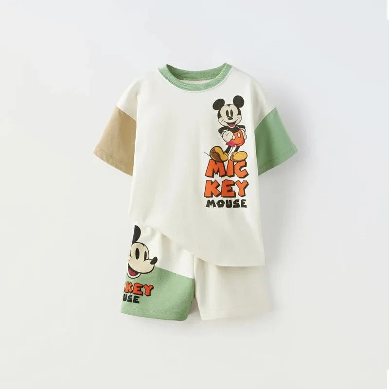 2024 Summer Children's Wear Boys Set Printed Cartoon Fashion Kids T-shirt + Shorts 2piece/set Baby Boy Short Sleeved Outfits