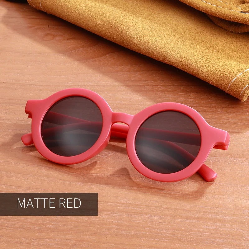 Free shipping children's color round frame light PC cute small face sunglasses