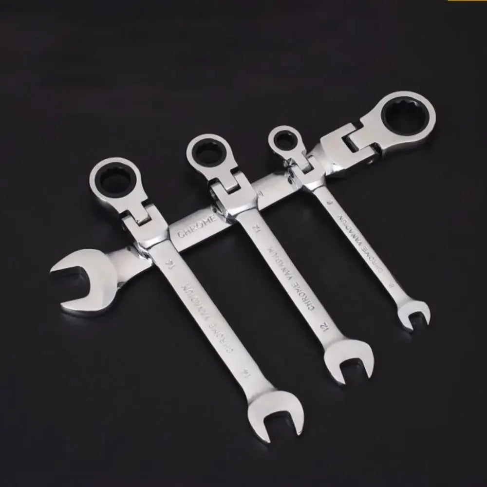 12Pcs Ratcheting Wrench Set Flex/Fix-Head Combination Ended Spanner Kits Tool Set Socket Wrench Set