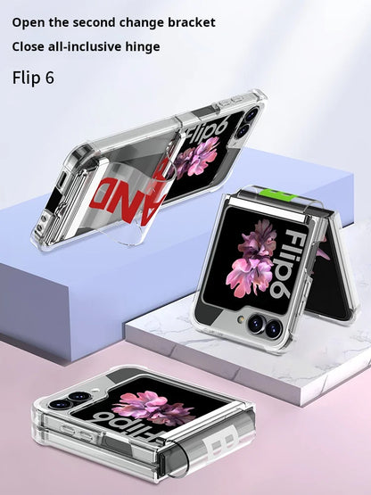 Wrist  Shockproof Cover For Samsung Galaxy Z Flip 4 5 3 6 Flip6 Flip3 Zflip5 Flip4Transparent Airbag Shell Hinge Soft  Case