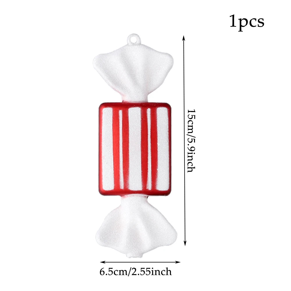 1Pcs 16CM Christmas Candy Pendant Red White PVC Painted Lollipop Cane Christmas Tree Decoration Christmas Home Decor Kids Gifts