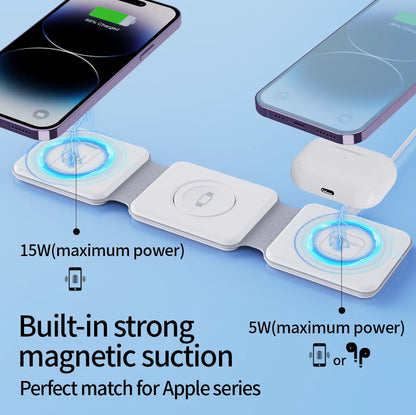 3 in 1 Charging Station for iPhone 15/14/13/12 Series, Travel Charger for Multiple Devices for AirPods 3/2/Pro,Apple Watch Serie