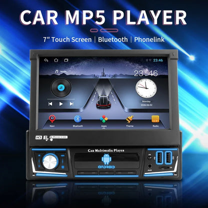 Din Car Radio Android 12 GPS Navigation Retractable 1din Touch Screen Multimedia Player Universal 7" MP5 Audio Video No DVD