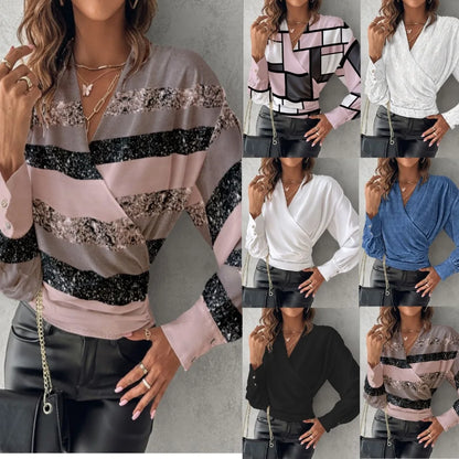 Sexy V Neck Long Sleeve Shirts Blouses Office Lady Spring summer Fashion Elegant Solid White blouse For Women 2024 Female Tops