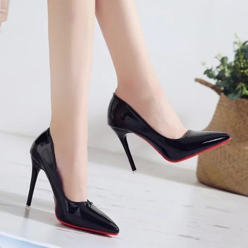 2024 New Women's High Heels Red Sole Pointed Toe Stiletto Heels Classic Style Wedding Dinner Complete Colors Shallow Top Shoes