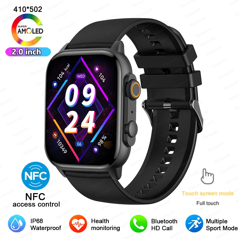 2024 NFC Smartwatch AMOLED Screen Always show Time Bluetooth Call Ultra Watch Series 8 Clock Men Sport Health Women Smart Watch