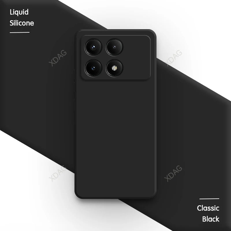 Square Liquid Soft Silicone Phone Case for Xiaomi Poco X6 Pro X6Pro 5G Fundas Luxury Shockproof Camera Protection Original Cover