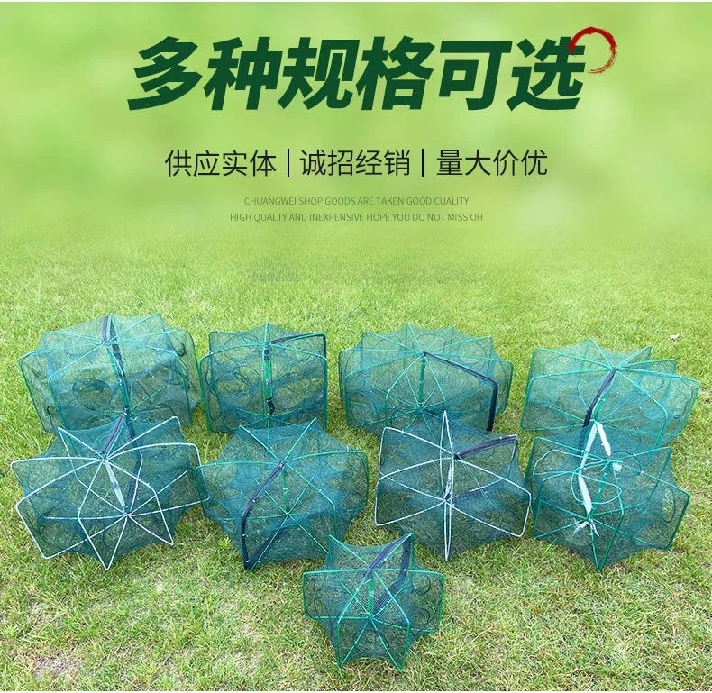 6-10 hole square folding shrimp cage, eel cage, lobster net, lantern net, fishing net, small polygonal fishing net