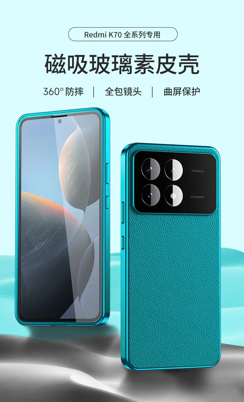 360 Full Case For Poco X6 Pro Redmi K70E Double Sided Protection Tempered Glass Leather Phone Cover For Redmi K70E Poco X6Pro 5G