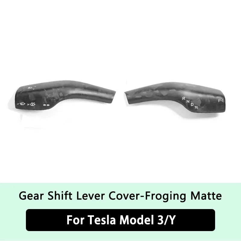 2024 Model Y Gear Shift Cover for Tesla Model 3 2023-2017Real Carbon Fiber Steering Wheel Gear Lever Cover Car Protect Accessory