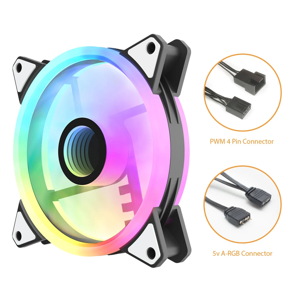 Aigo AF12 RGB FAN 120mm Pc Computer Case Fan PWM 12cm White CPU Water Air Cooler Silent Controladora ARGB Fan Cooling Ventilador