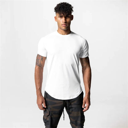 2023 New Gym Muscle Fitness T Shirt Brand Men Outdoor Mesh breathable Streetwear short Sleeve Male Summer Bodybuilding Tee Tops