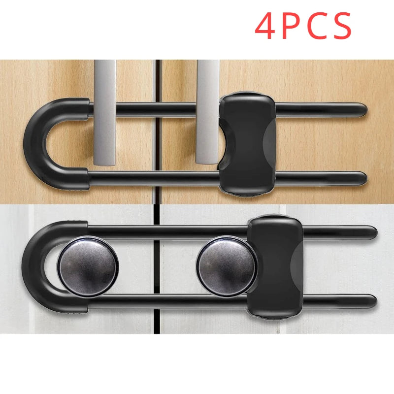 2/4PCS Sliding Cabinet Child Safety Locks Baby Proofing Cabinet Lock Cupboard Latches for Kids on Closet Door Knobs Handles