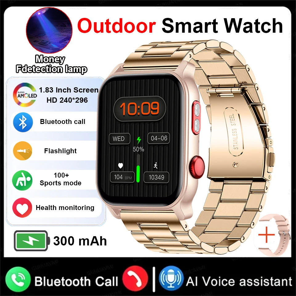 2025 New Flashlight Smart Watch Woman Men HD Touch Screen BT Call Multi Sport Mode Health Monitoring IP68 Waterproof Smartwatch